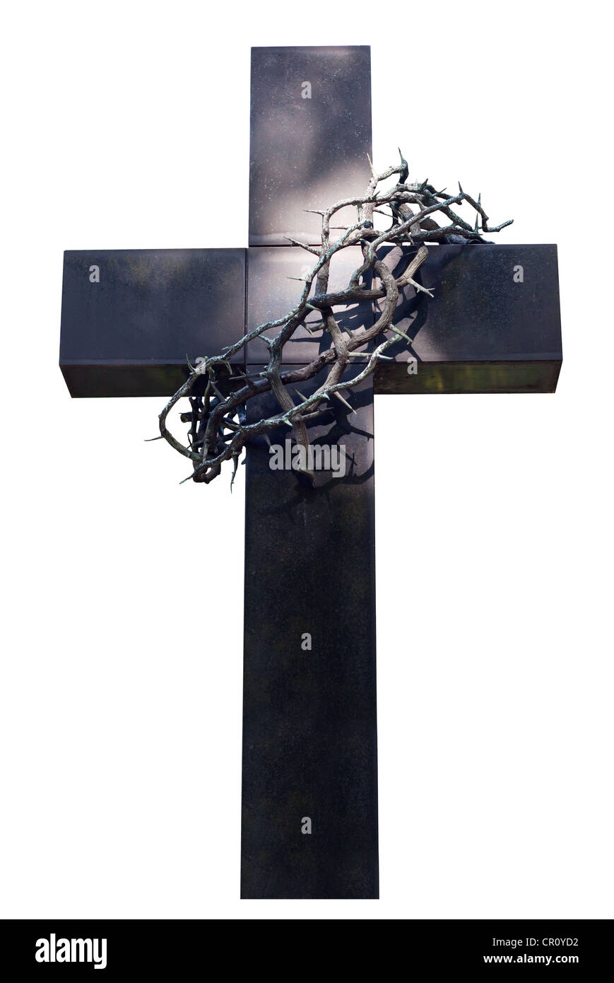 Pâques en croix et couronne épines isolées Banque D'Images