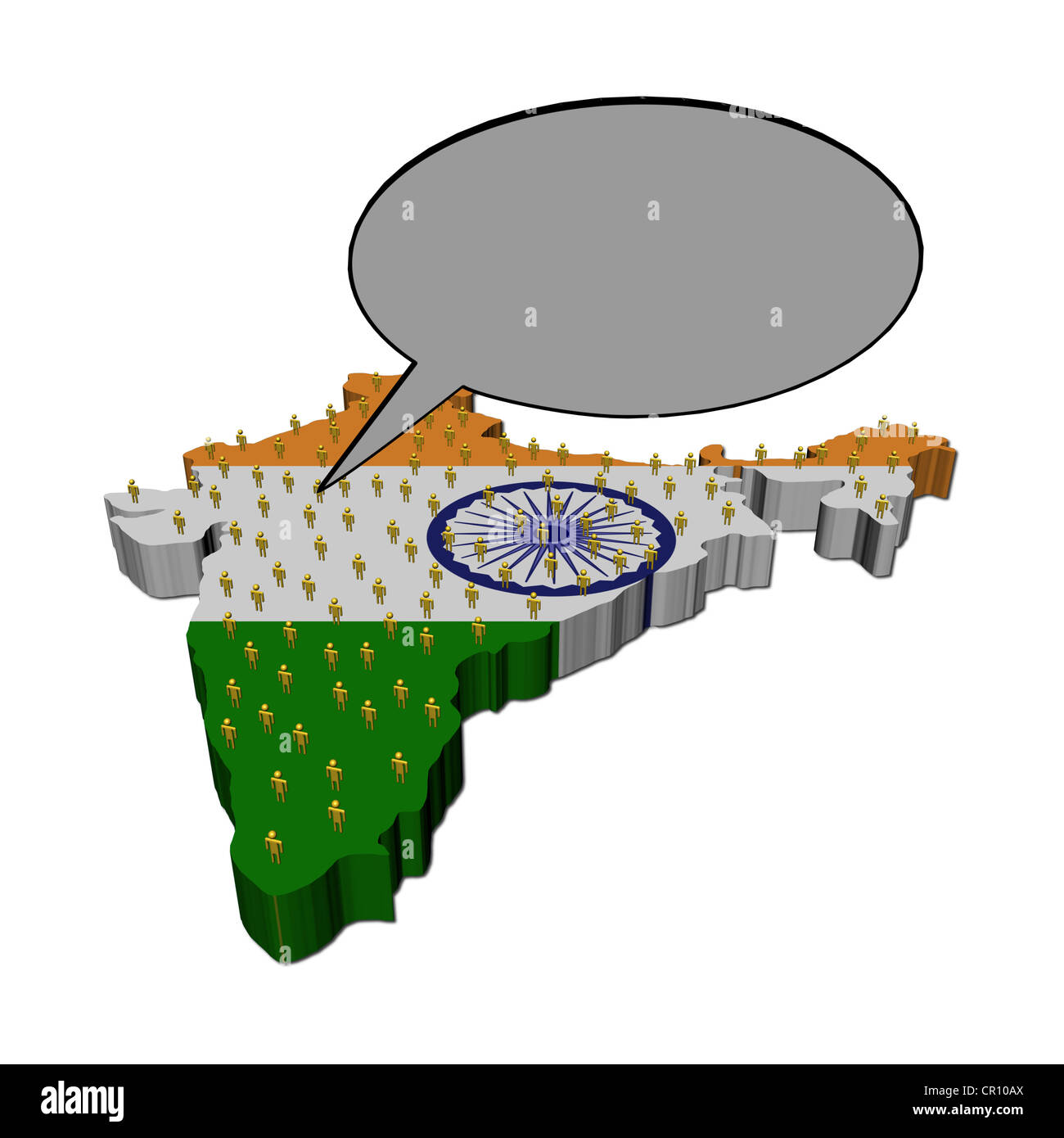 Voix de la population indienne sur carte drapeau illustration Banque D'Images