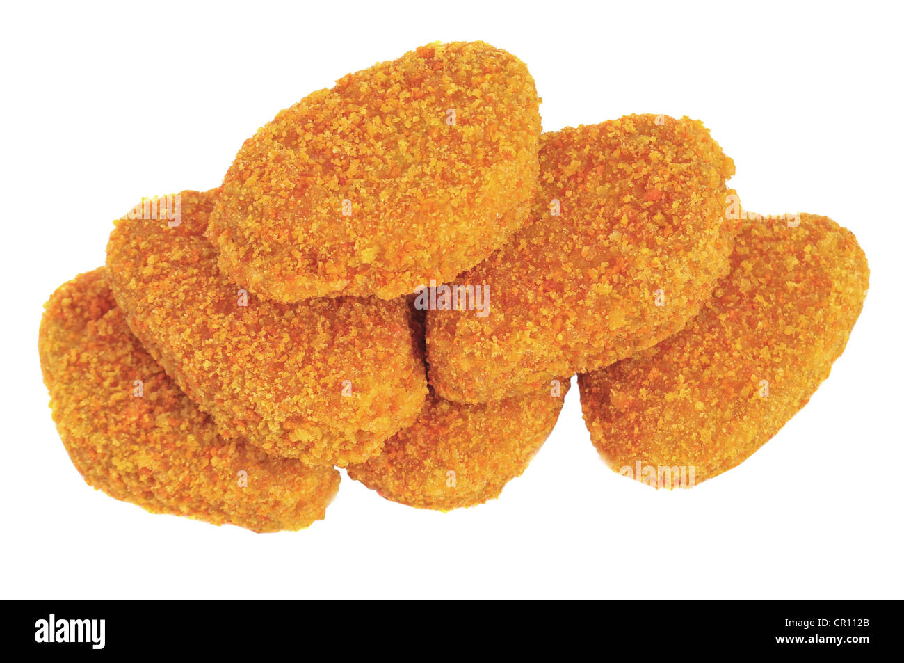 Pile de nuggets de poulet isolé sur fond blanc Banque D'Images
