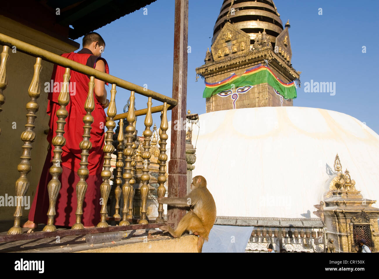 Au Népal, la vallée de Katmandou classée au Patrimoine Mondial de l'UNESCO, Zone Bagmati, Swayambhunath Stupa bouddhiste Banque D'Images