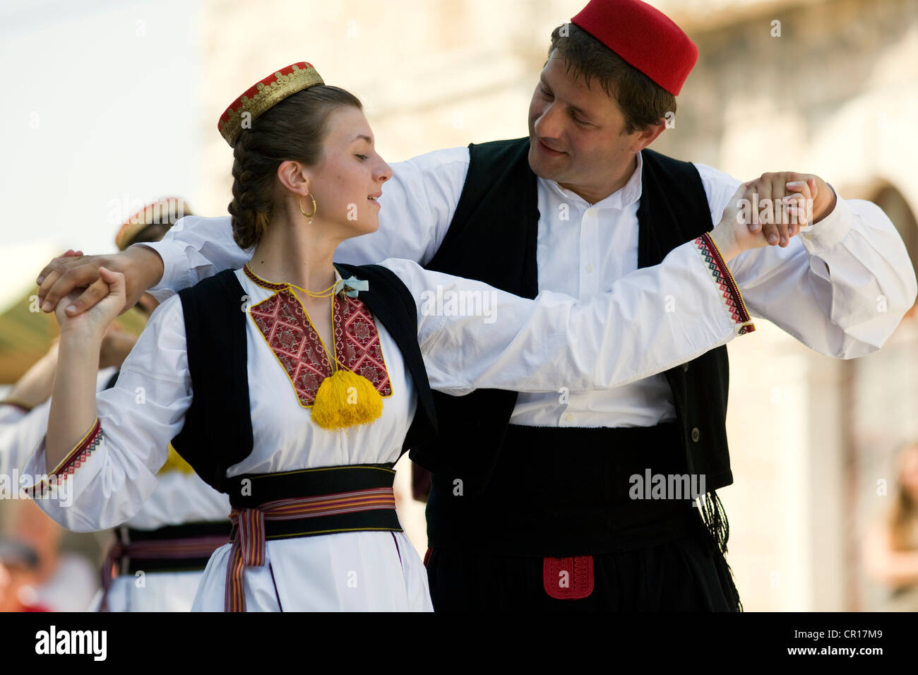 La Croatie, Dalmatie, côte dalmate, Cilipi, danse folklorique de Konavle Banque D'Images