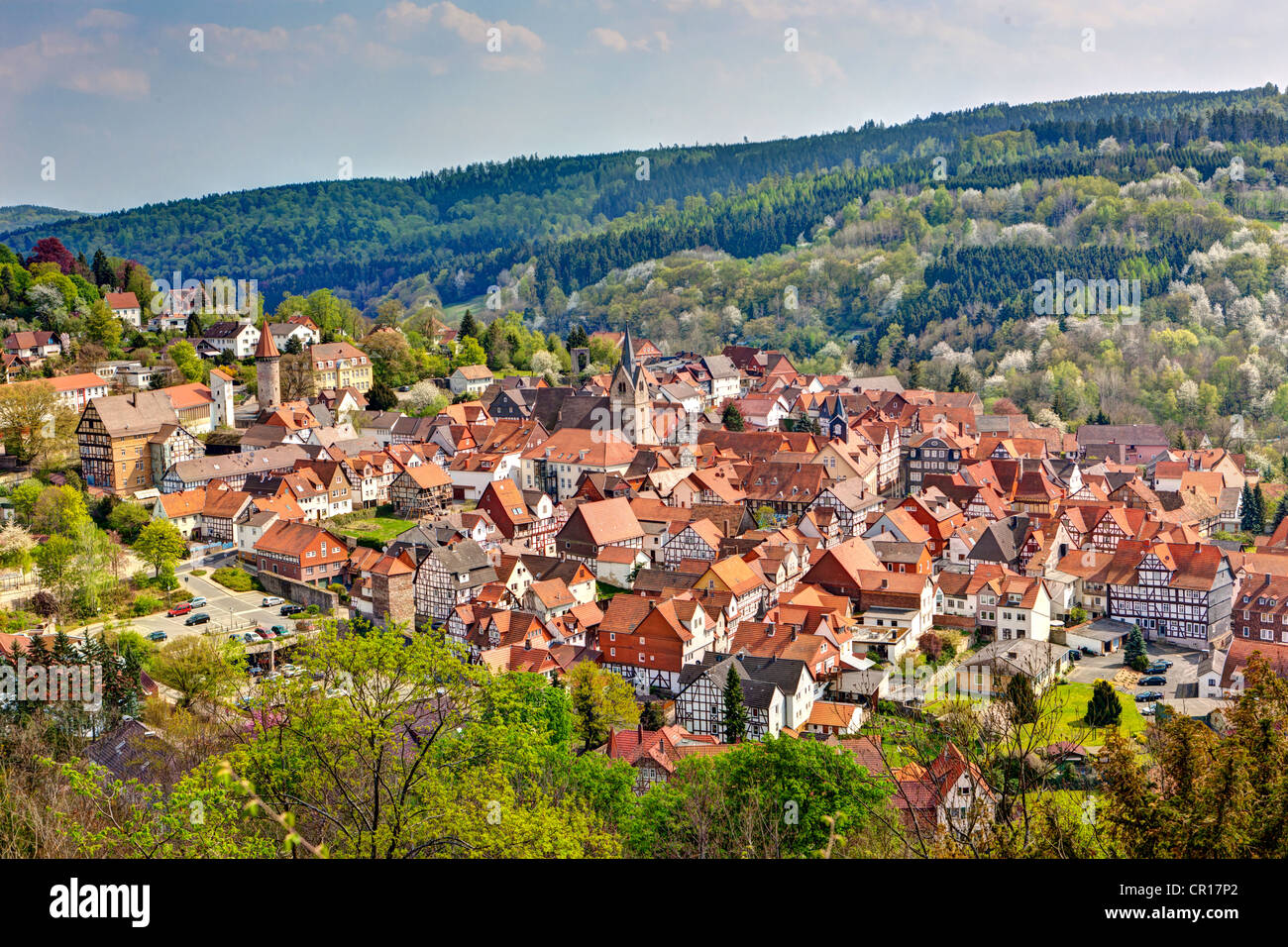 Donnant sur Spangenberg, Schwalm Eder district, Hesse, Germany, Europe, PublicGround Banque D'Images