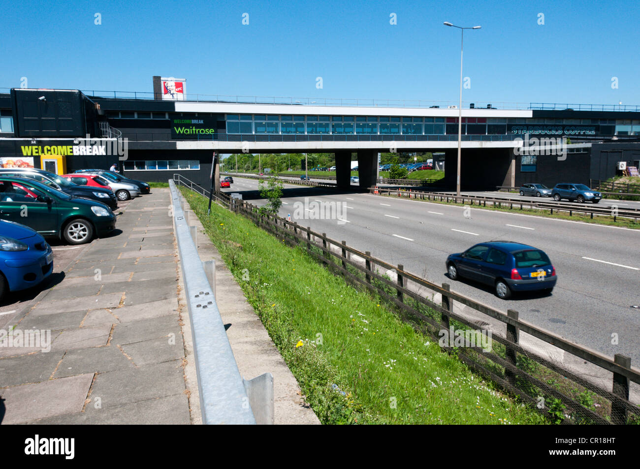 Leicester Forest East services sur l'autoroute M1, à la direction du nord. Banque D'Images
