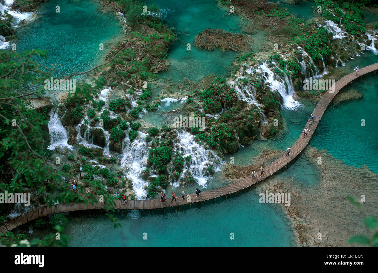 La Croatie, le parc national des Lacs de Plitvice, classé au Patrimoine Mondial de l'UNESCO les lacs inférieurs Banque D'Images