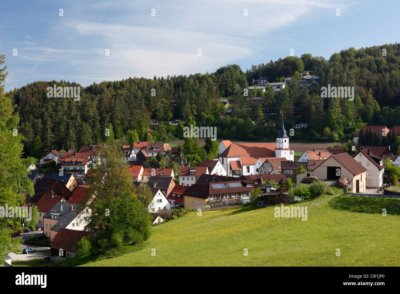 Obertrubach, Trubachtal vallée, petite Suisse, Haute-Franconie, Franconia, Bavaria, Germany, Europe, PublicGround Banque D'Images