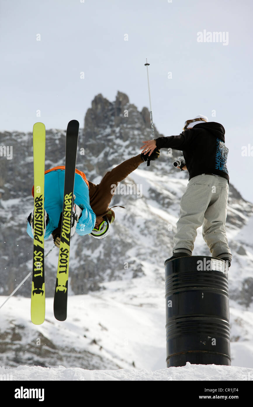 France, Savoie, Valmorel, ski acrobatique Banque D'Images