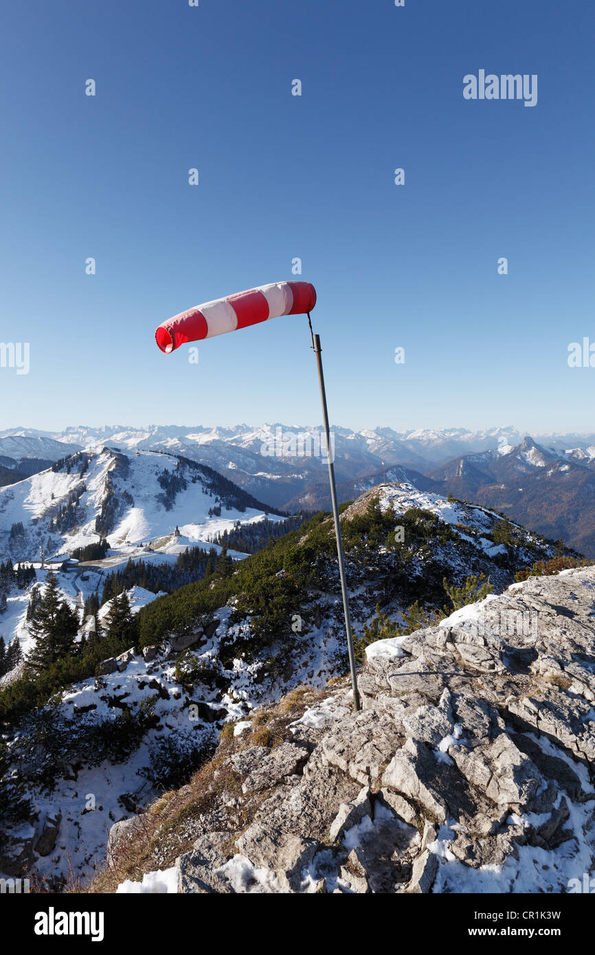 Manche à air sur le sommet du mont Wallberg, Mt Setzberg, gauche, Mangfall montagnes, Haute-Bavière, Bavaria, PublicGround Banque D'Images
