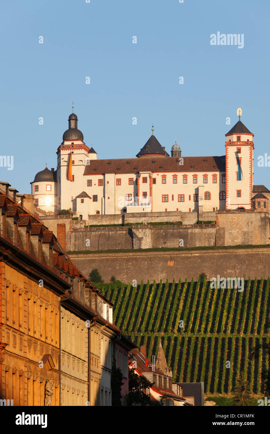 Festung Marienberg, forteresse Marienberg, vues du Neubaustrasse street, Wuerzburg, en Basse-franconie, Franconia, Bavaria Banque D'Images
