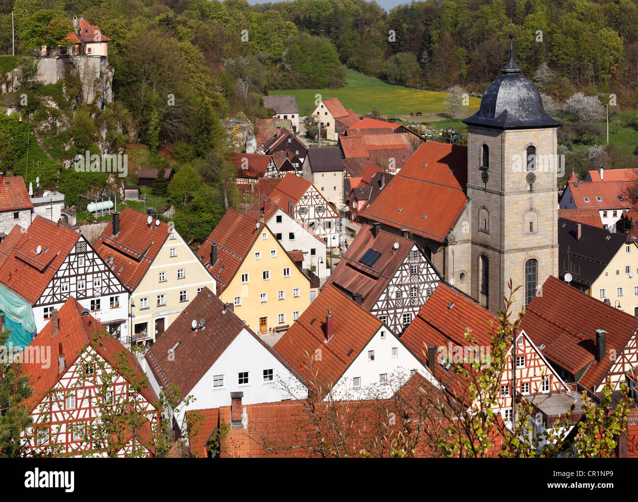 Zuchwil, vue de la montagne Schmidberg, petite Suisse, Haute-Franconie, Franconia, Bavaria, Germany, Europe Banque D'Images
