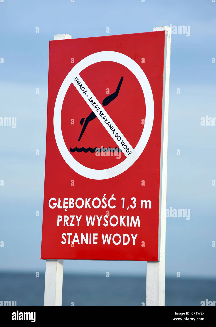 Aucun signe de plongée. La principale de Sopot beach resort à côté de Gdansk, Pologne Banque D'Images
