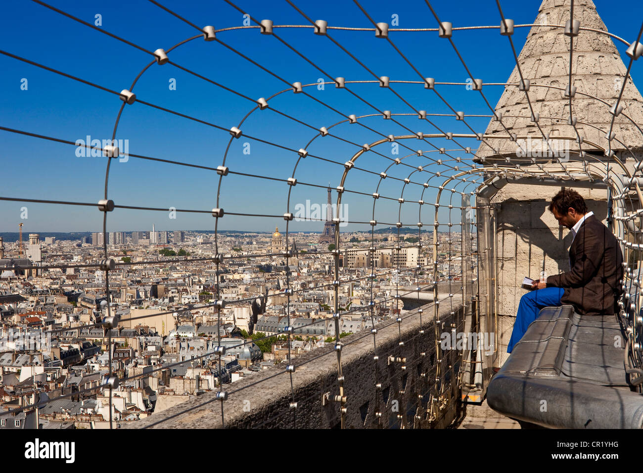 France, Paris, vue générale du haut de la Cathédrale Notre-Dame Banque D'Images