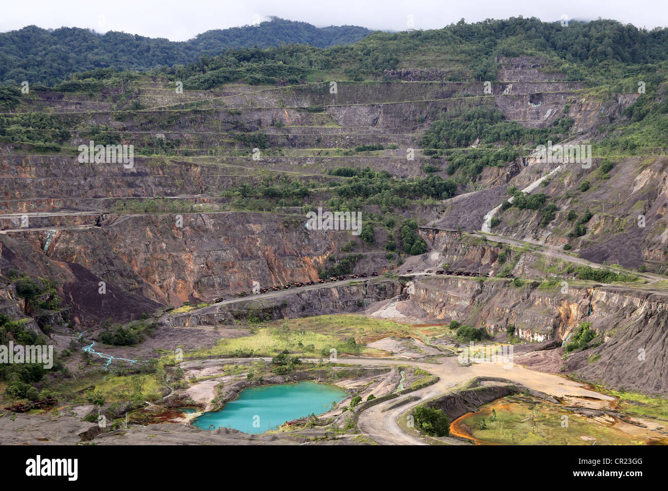La mine de cuivre de Panguna, fermé en 1989 en raison d'un sabotage par l'Armée révolutionnaire de Bougainville. La Papouasie-Nouvelle-Guinée Banque D'Images