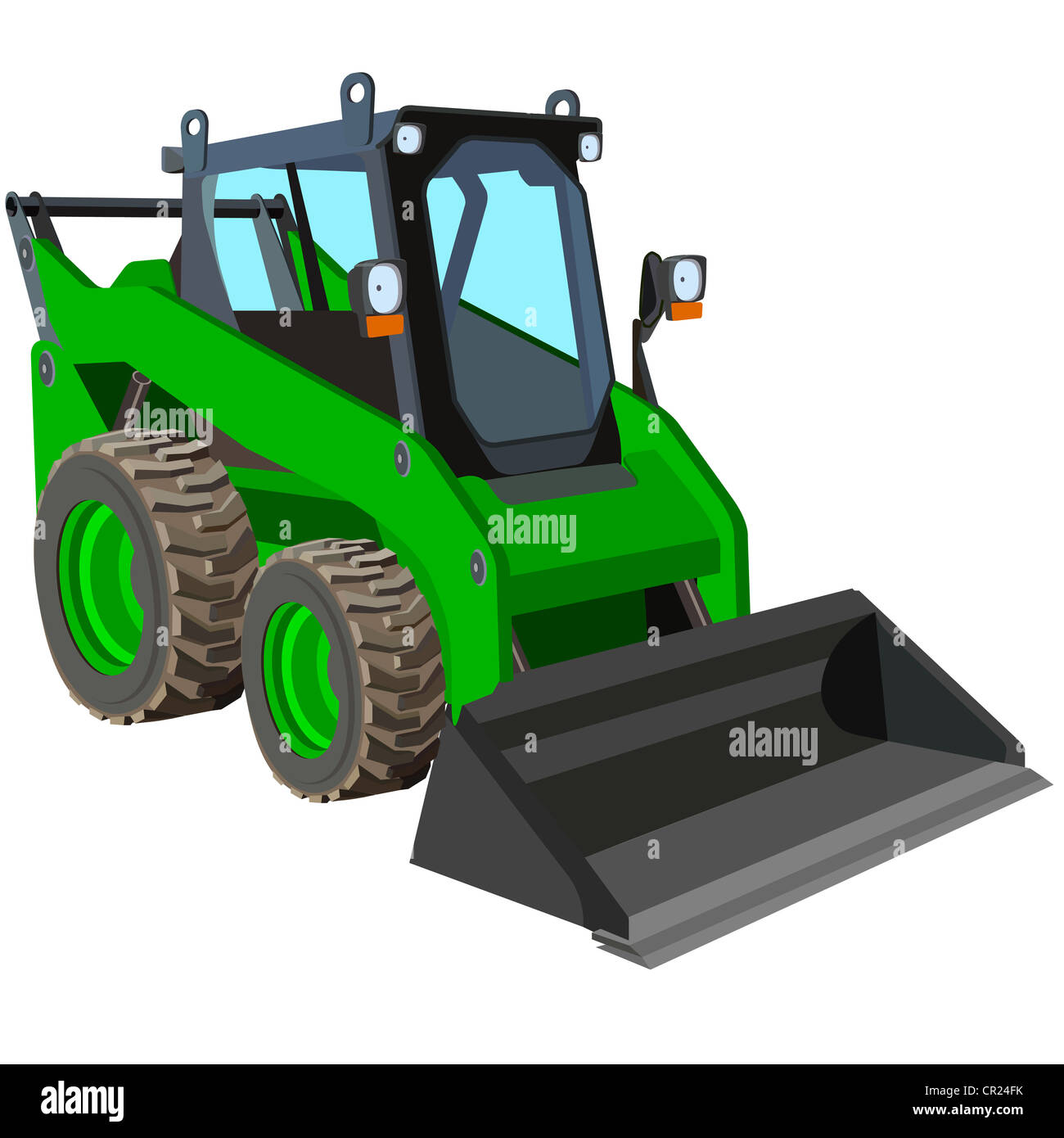 Le green truck avec un grattoir pour soulever le fret. Banque D'Images