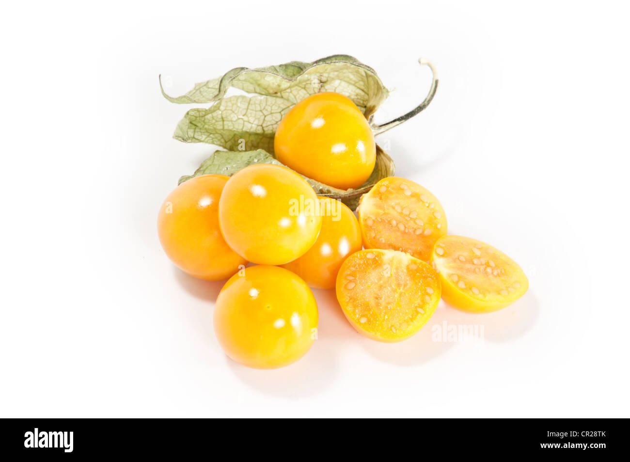 Physalis les fruits sur fond blanc Banque D'Images