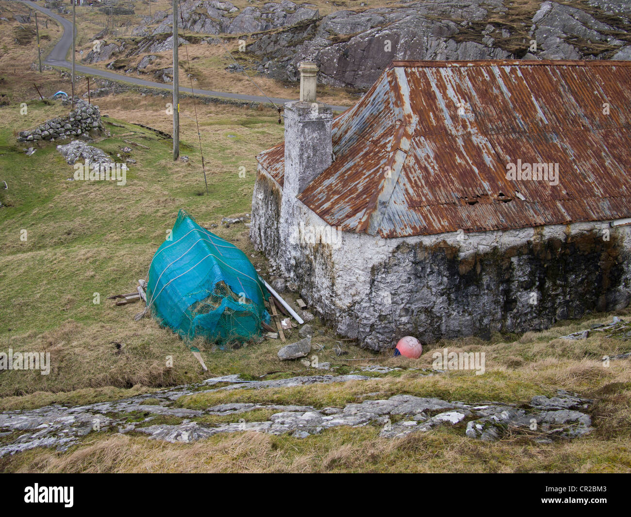 Croft House inhabitées, Isle of Harris, Scotland Banque D'Images