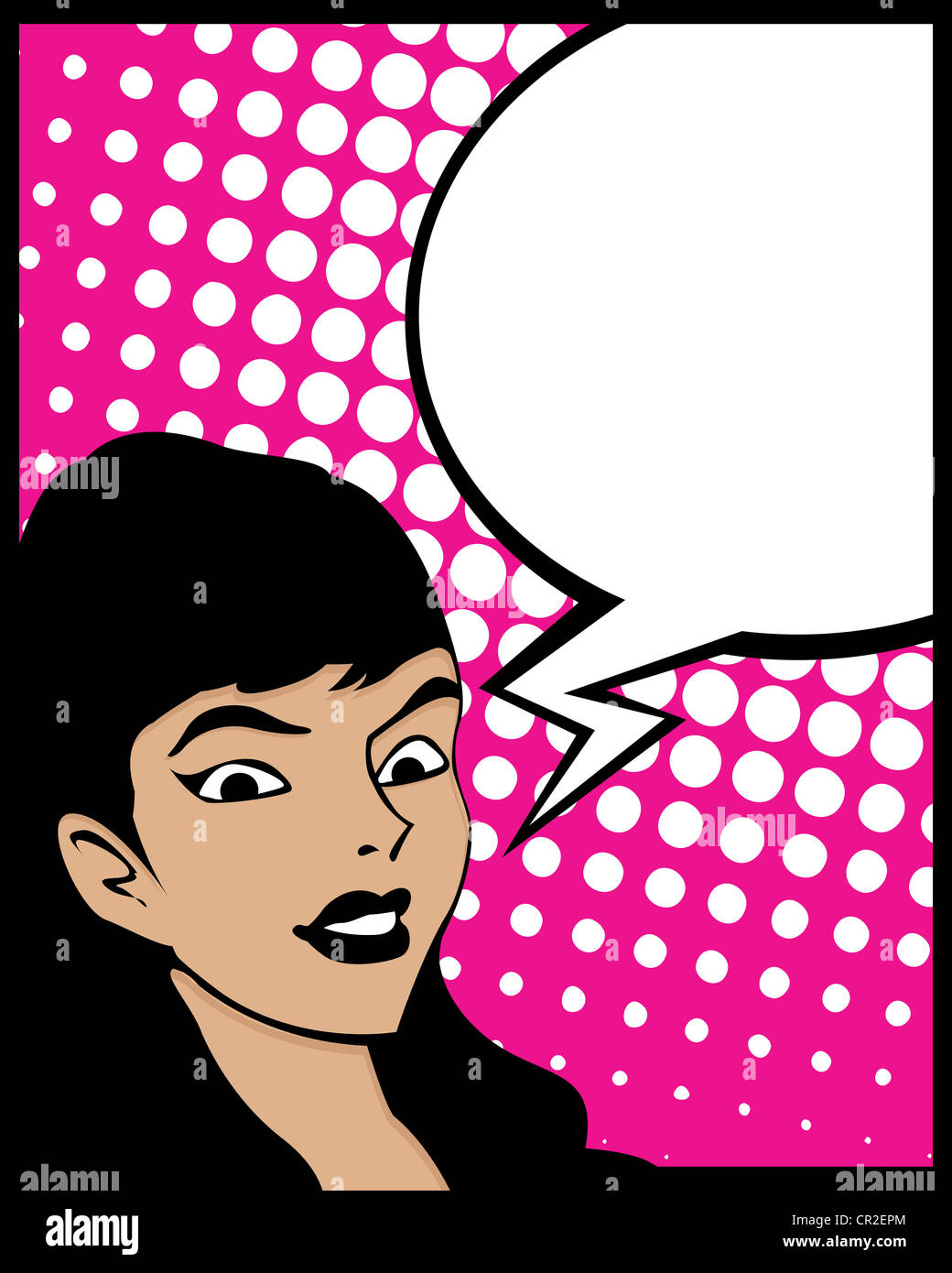 Style Pop Art graphique avec femme et bulle Banque D'Images