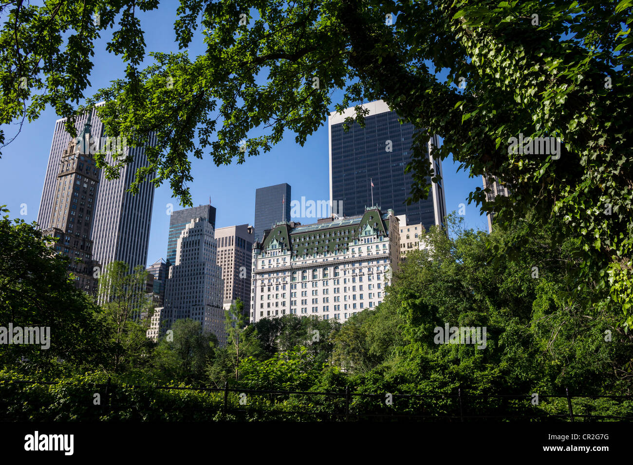 Central Park, New York City Plaza Hotel au petit matin Banque D'Images