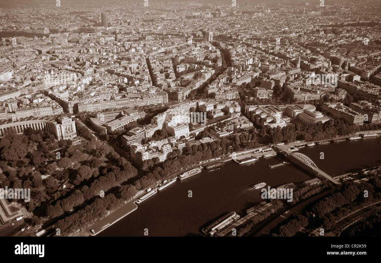 Vue aérienne de l'architecture à Paris de la tour Eiffel. France Banque D'Images