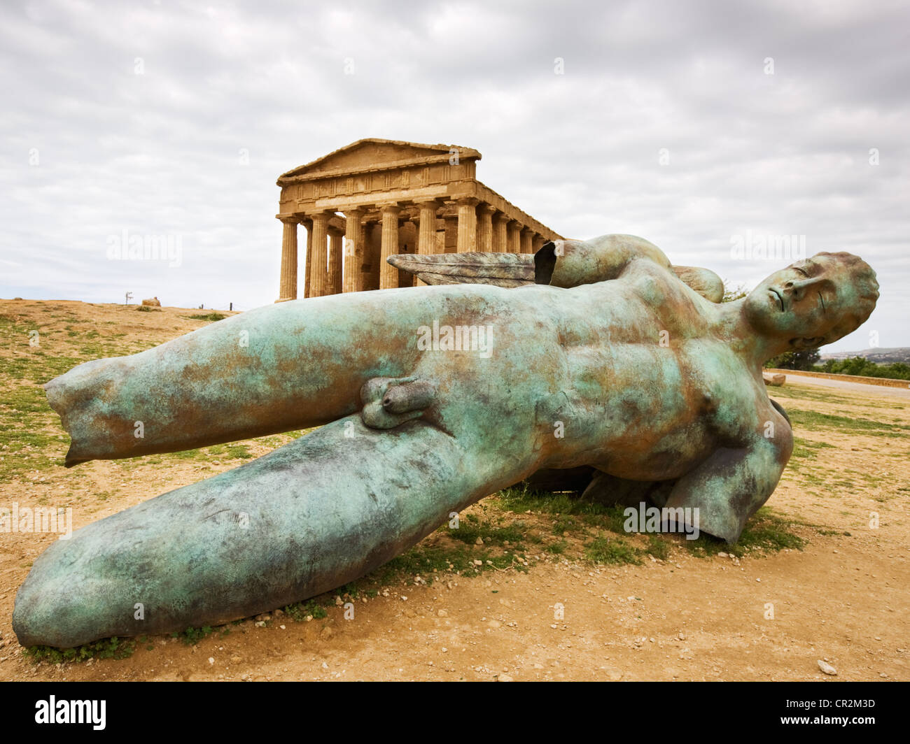 Temple de Concordia et de la sculpture, la Vallée des temples, Agrigente, Sicile Banque D'Images