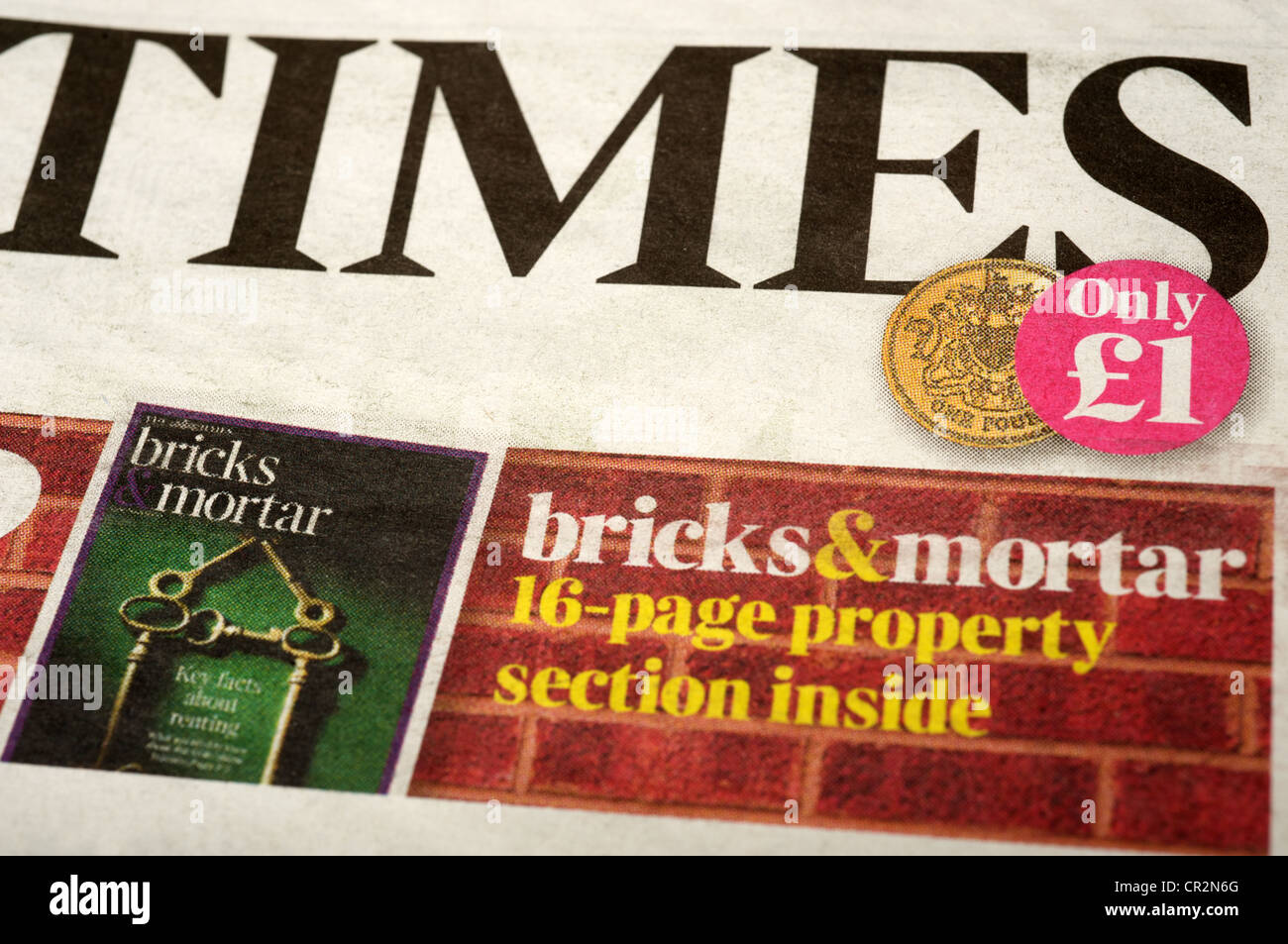 Copie du journal The Times avec couvercle prix de 1 livre Banque D'Images