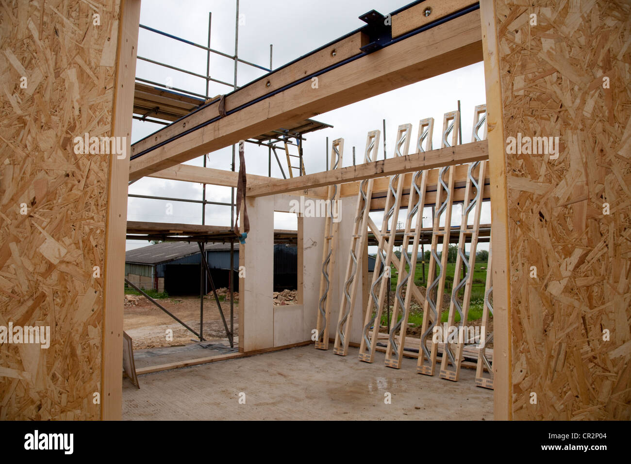 Les systèmes Wolf WS 200 Easi-joist Colemans Hill Farm Ecobuild Mickleton UK Banque D'Images