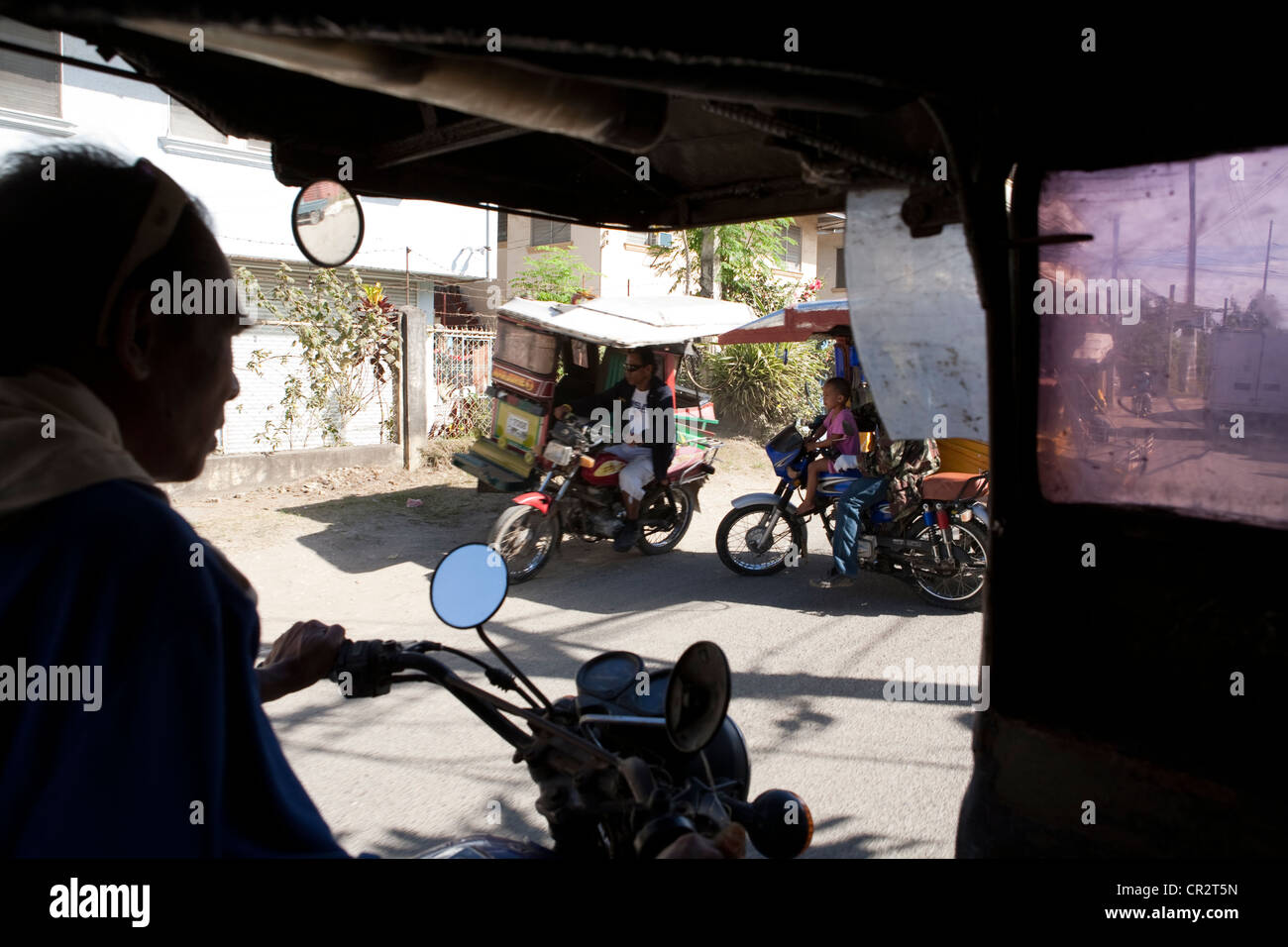 Tricycles, un transport public. Lapu-Lapu City, Metro Cebu, Mactan Island, Visayas, Philippines. Banque D'Images