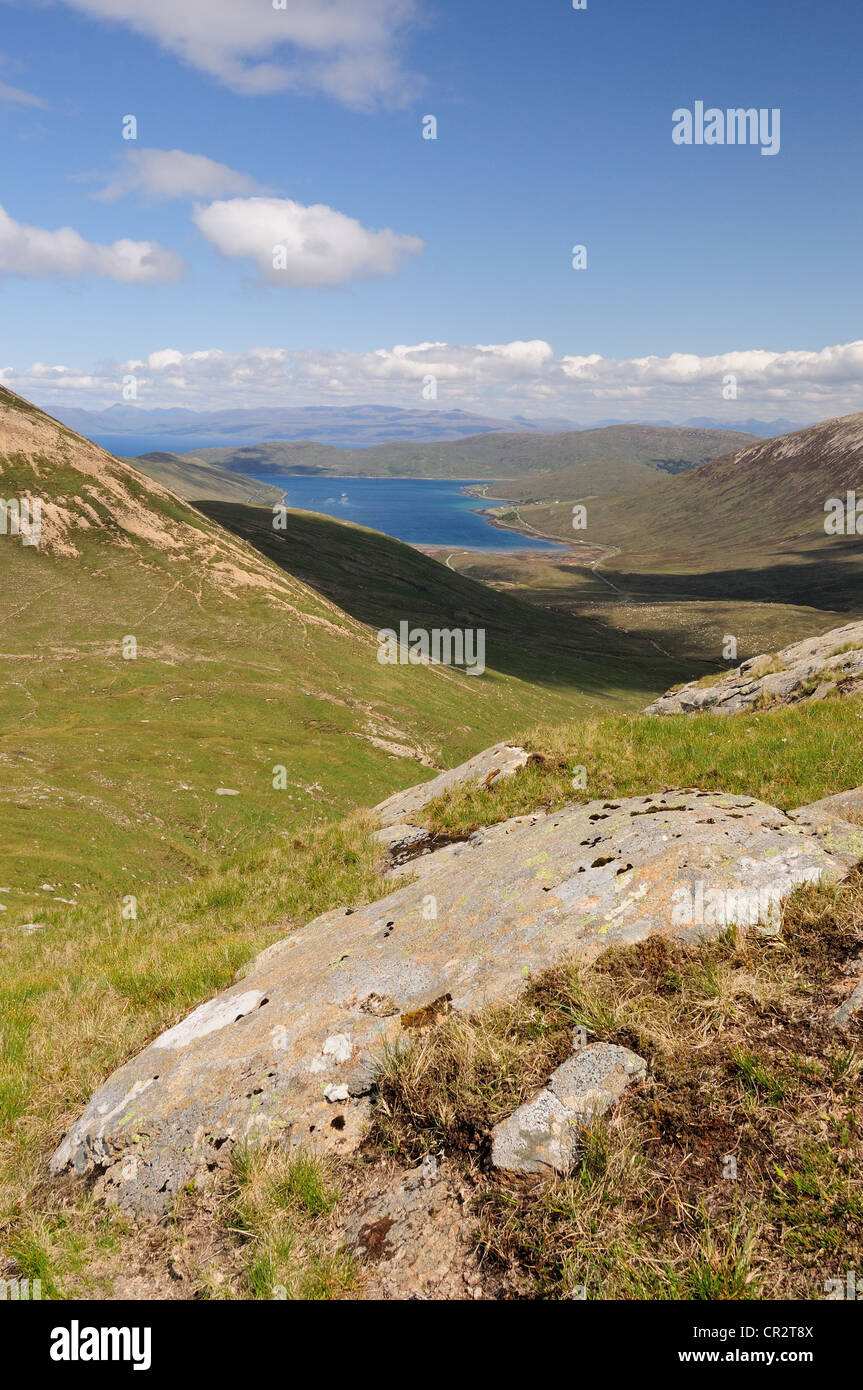 Vue vers le Loch Ainort de Marsco sur une journée ensoleillée, l'île de Skye, Écosse Banque D'Images