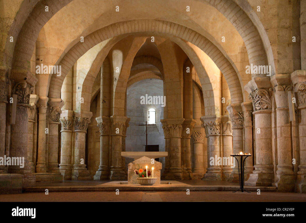 En France, en Charente Maritime, Saintes, crypte de l'église St EUTROPE UNESCO World Heritage Banque D'Images