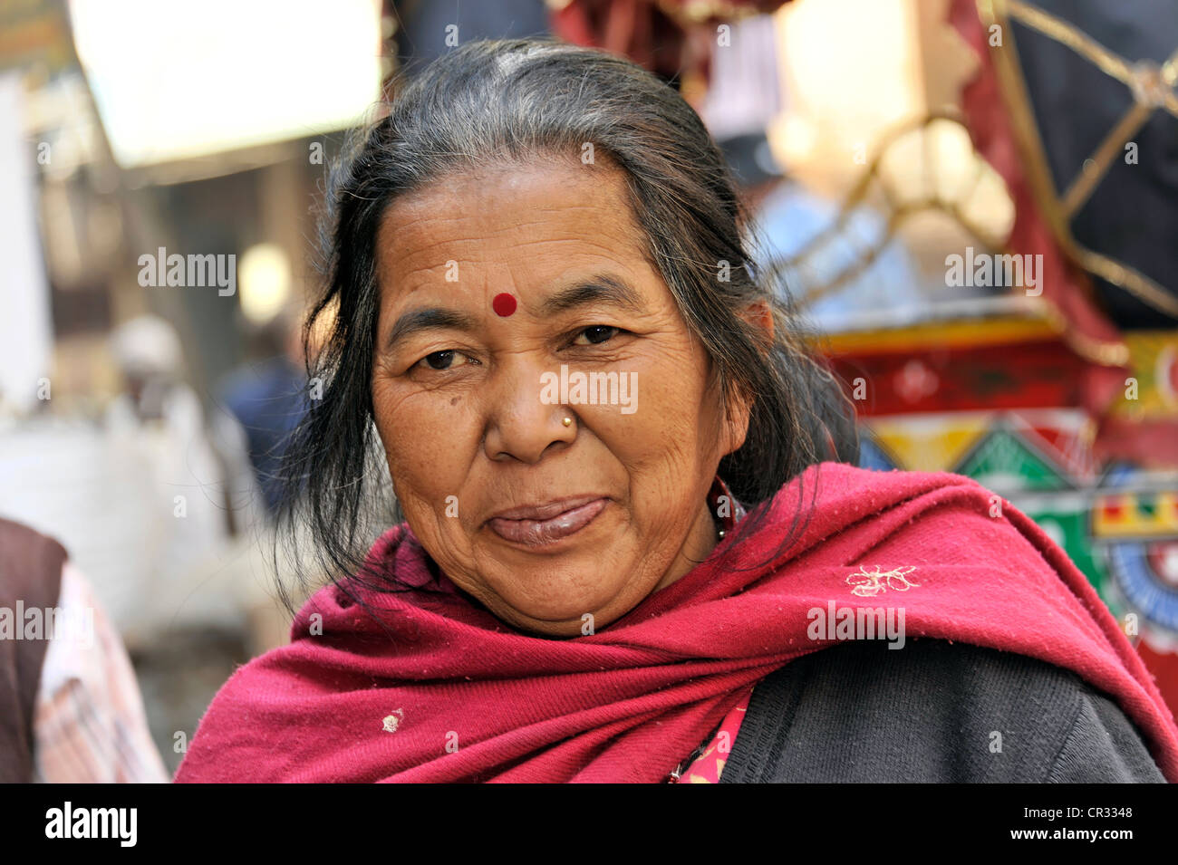 Vieille femme népalaise, portrait, Katmandou, Vallée de Kathmandou, Népal, Asie Banque D'Images