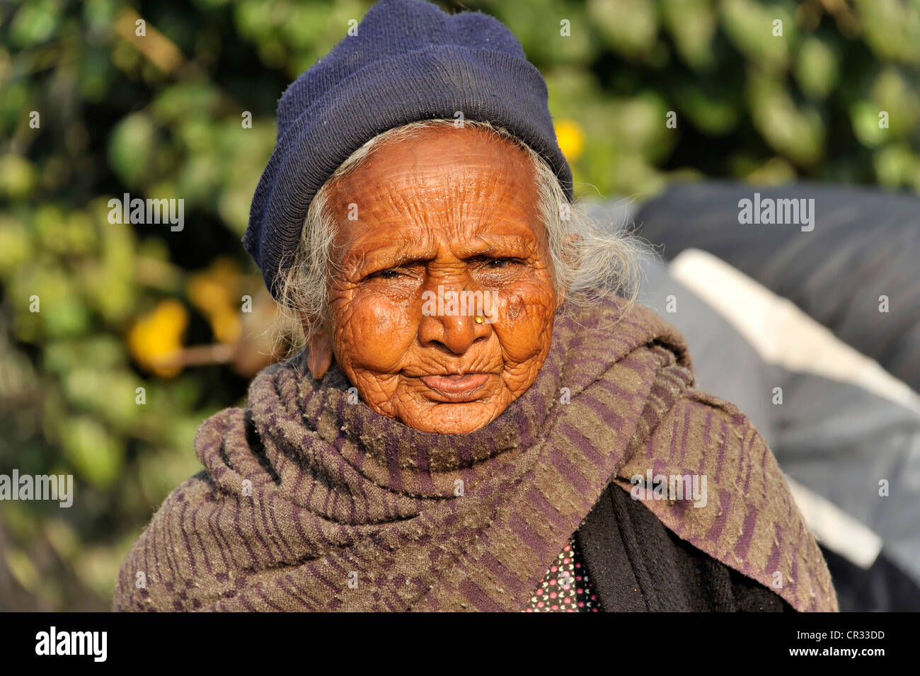 Vieille femme népalaise, portrait, Pokhara, Népal, Asie Banque D'Images