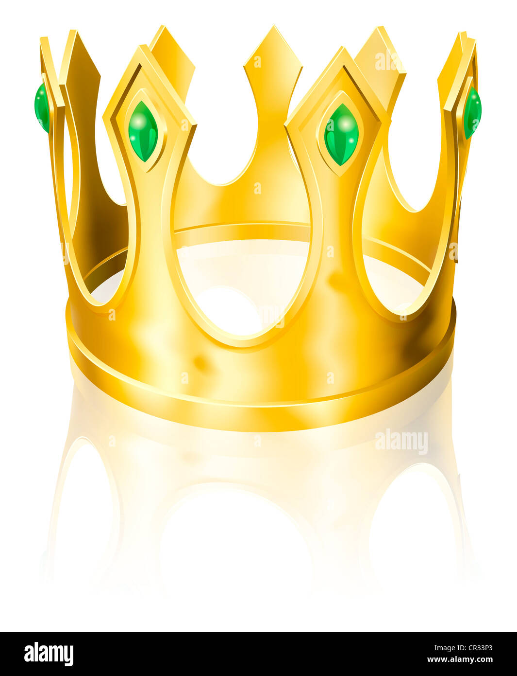 Illustration d'une couronne d'or avec émeraudes vert Banque D'Images