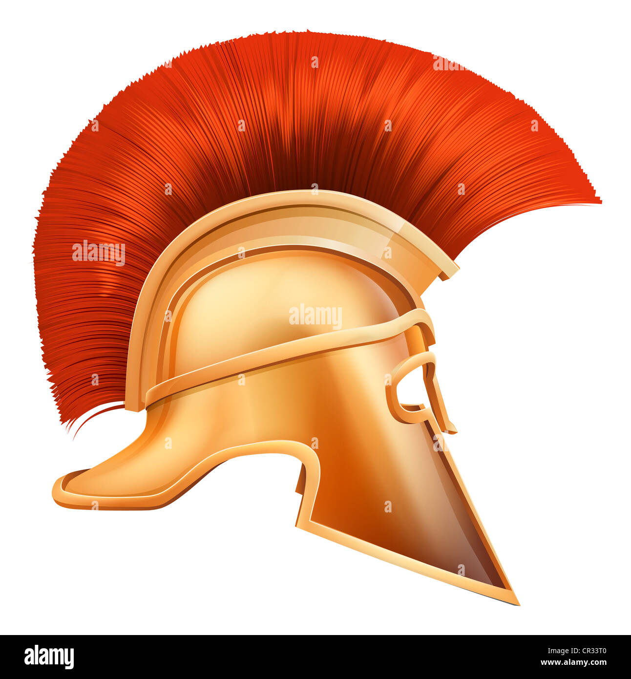Illustration de côté sur casque casque Trojan Spartan ou aussi appelé un casque corinthien. Aussi les versions utilisées par les Romains. Banque D'Images