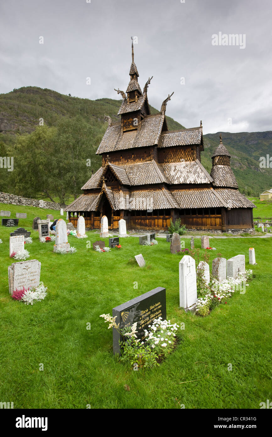 Église Borgund, Norway, Scandinavia, Europe Banque D'Images