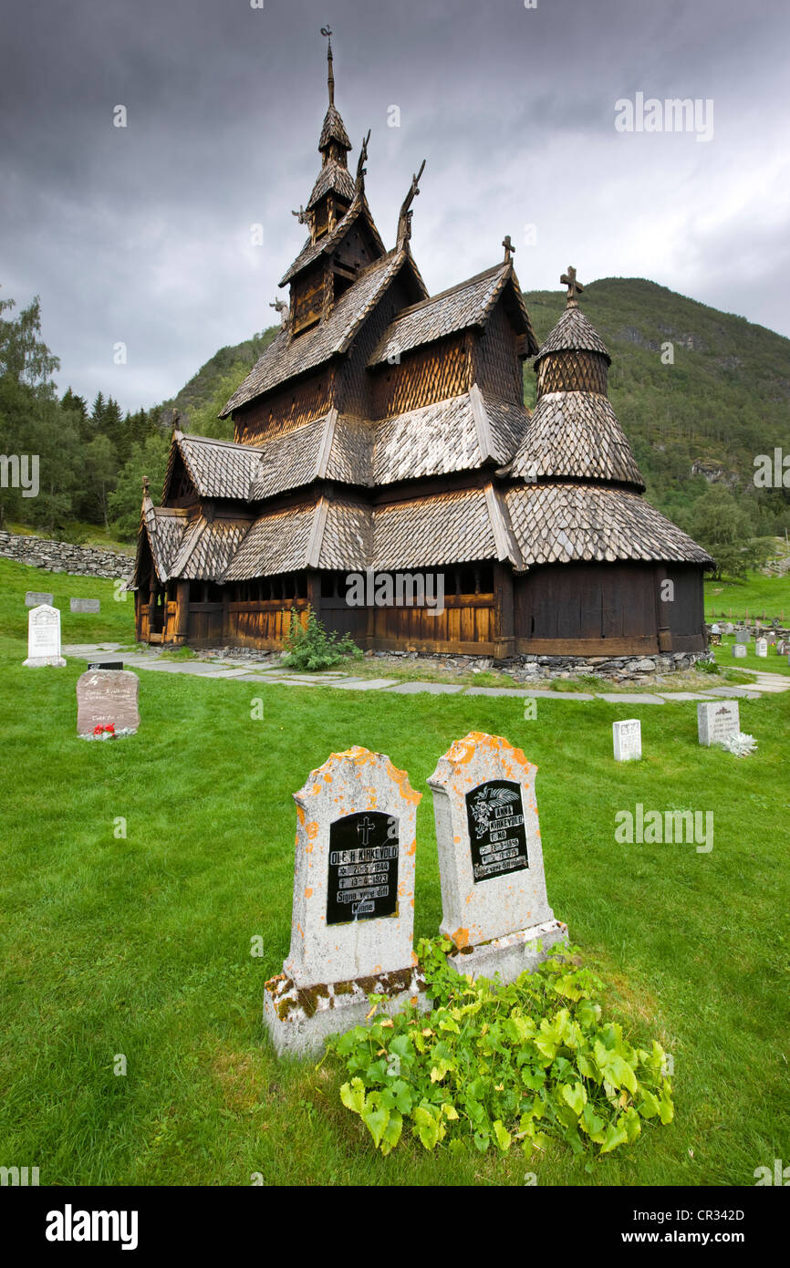 Église Borgund, Norway, Scandinavia, Europe Banque D'Images