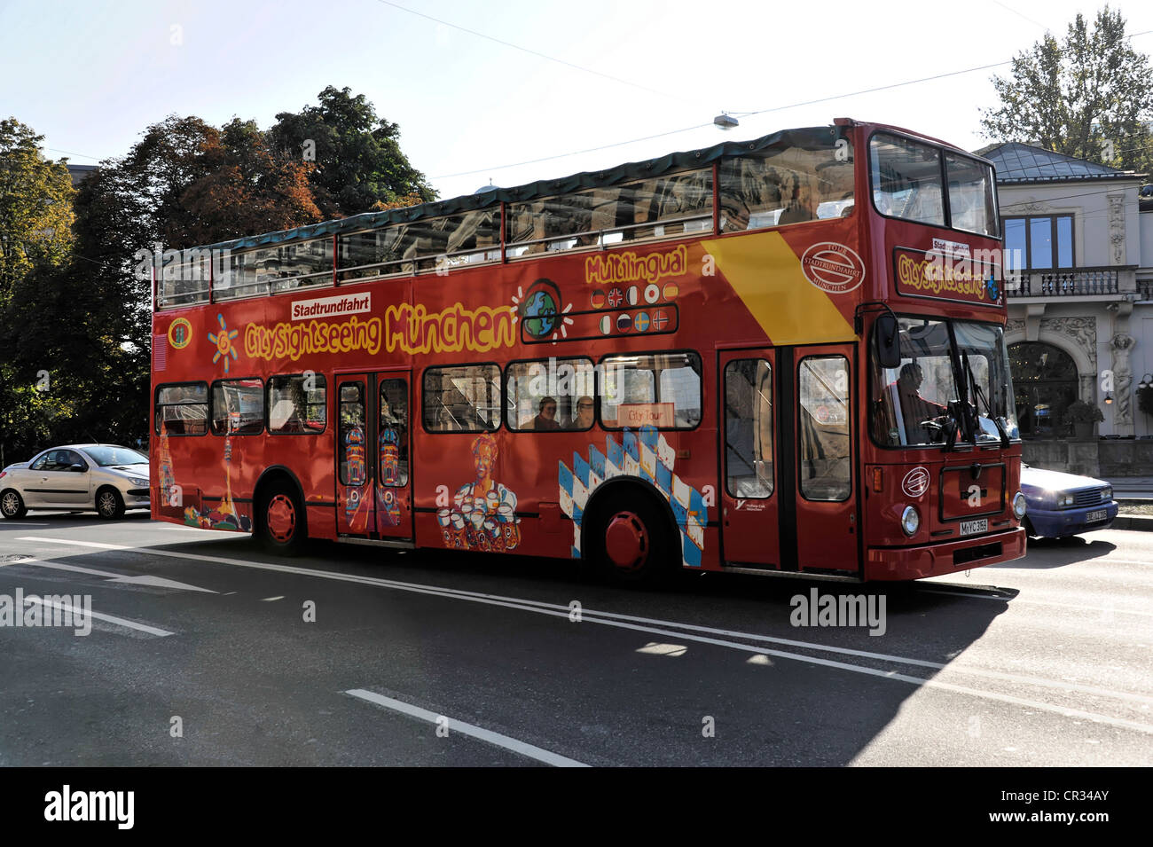City sightseeing bus, bus touristique, visite de la ville, Munich, Bavaria, Germany, Europe Banque D'Images