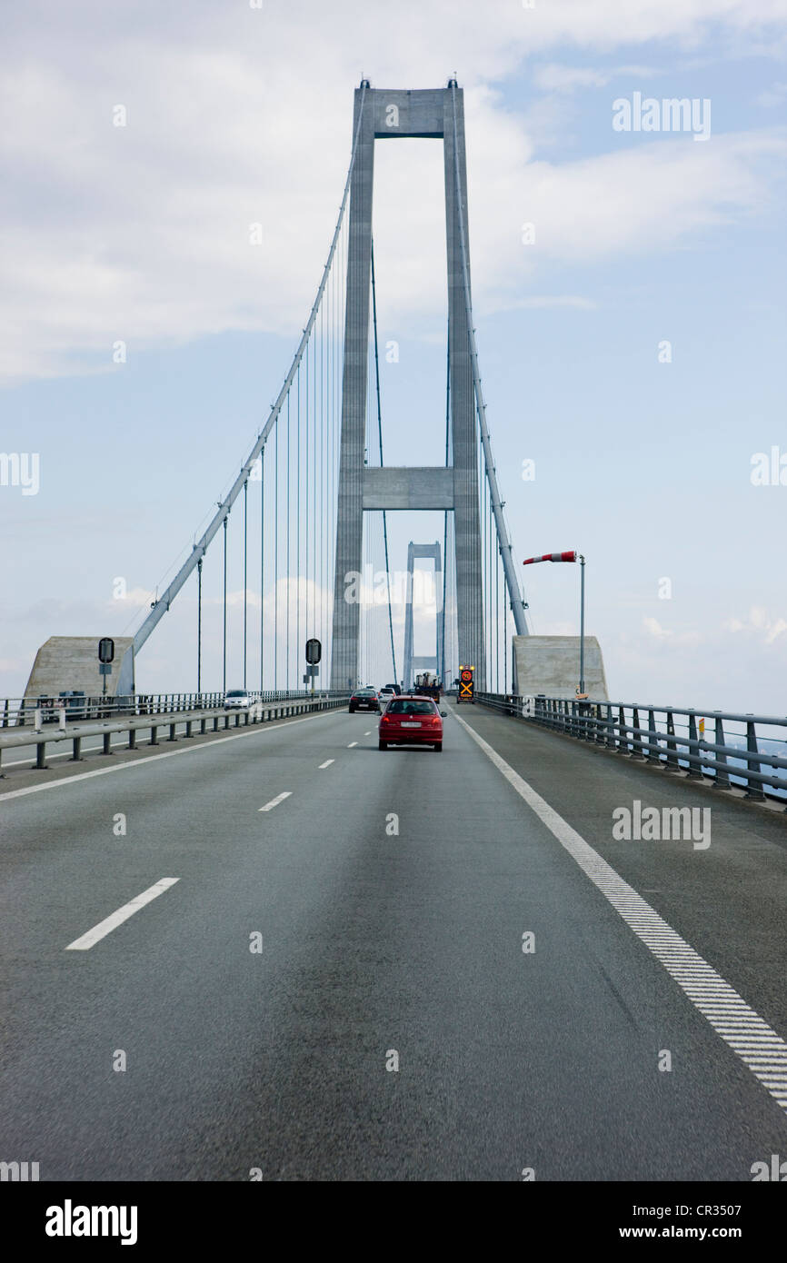 Storebaeltsforbindelsen ou pont du Grand Belt, Danemark du Sud, Danemark, Europe Banque D'Images