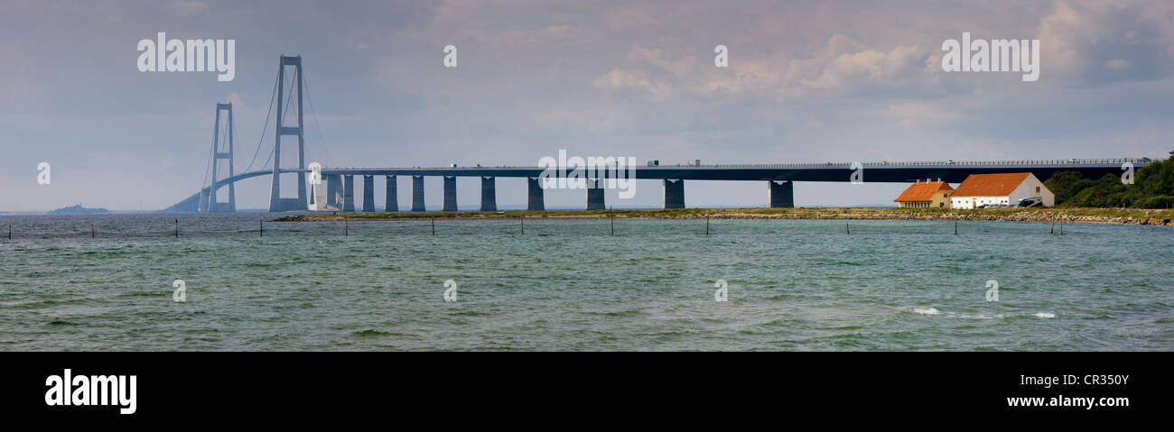 Storebaeltsforbindelsen ou pont du Grand Belt, Nyborg, Korsor, Danemark du Sud, Danemark, Europe Banque D'Images