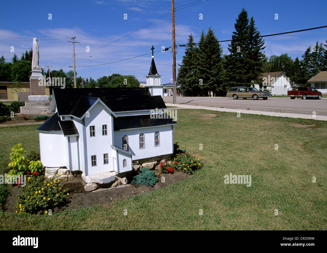 Canada, Province du Manitoba, Notre Dame de Lourdes, village francophone, église miniature Banque D'Images