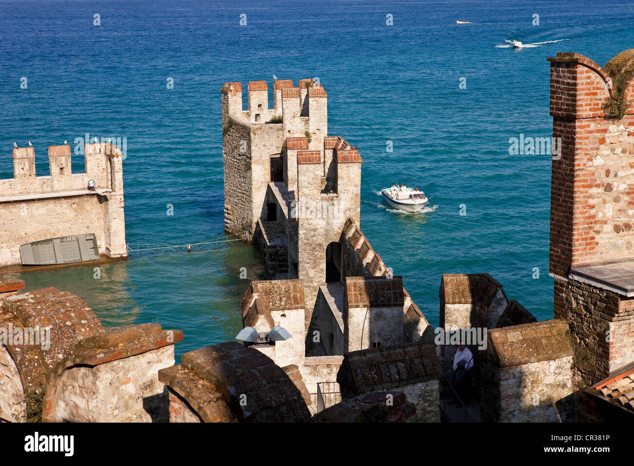 L'Italie, la Lombardie, le lac de Garde Sirmione, le château de Rocca Scaligieri Banque D'Images