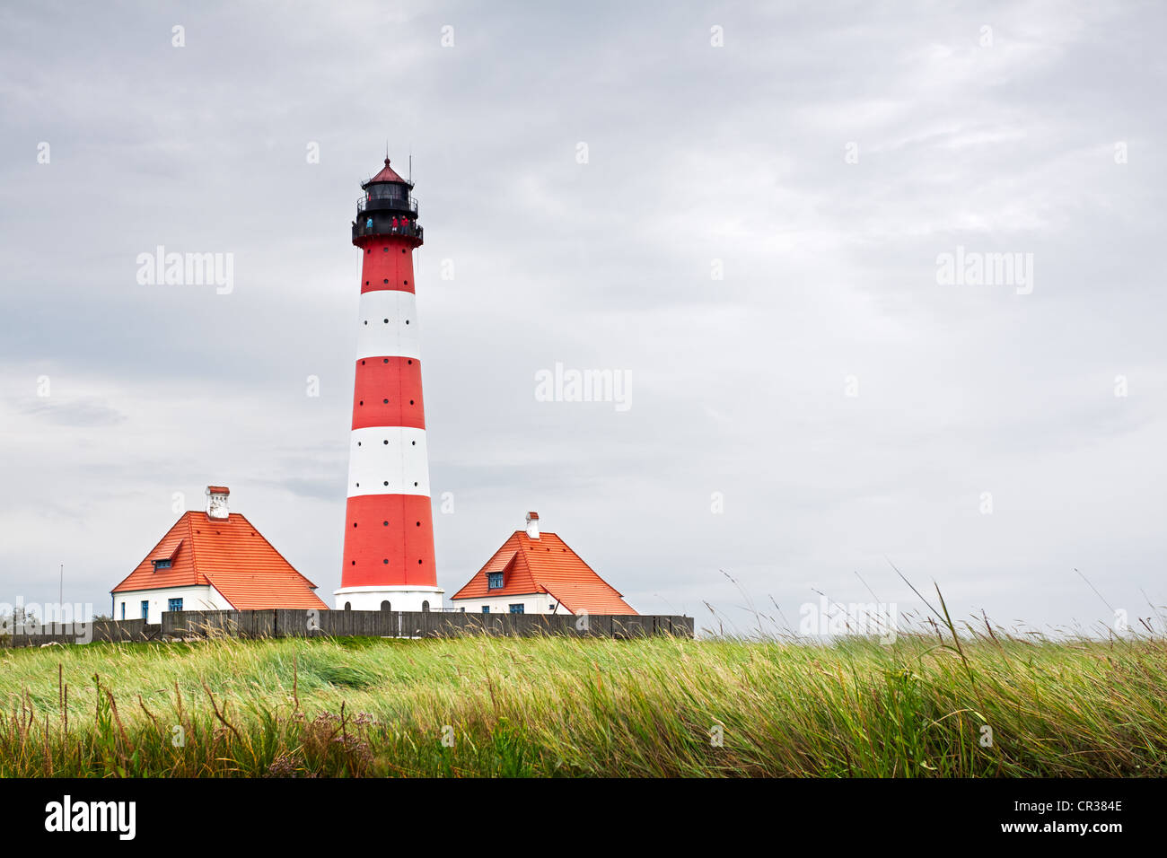 Westerheversand Phare sur la péninsule d'Eiderstedt, Frise du Nord, Schleswig-Holstein, Allemagne, Europe Banque D'Images