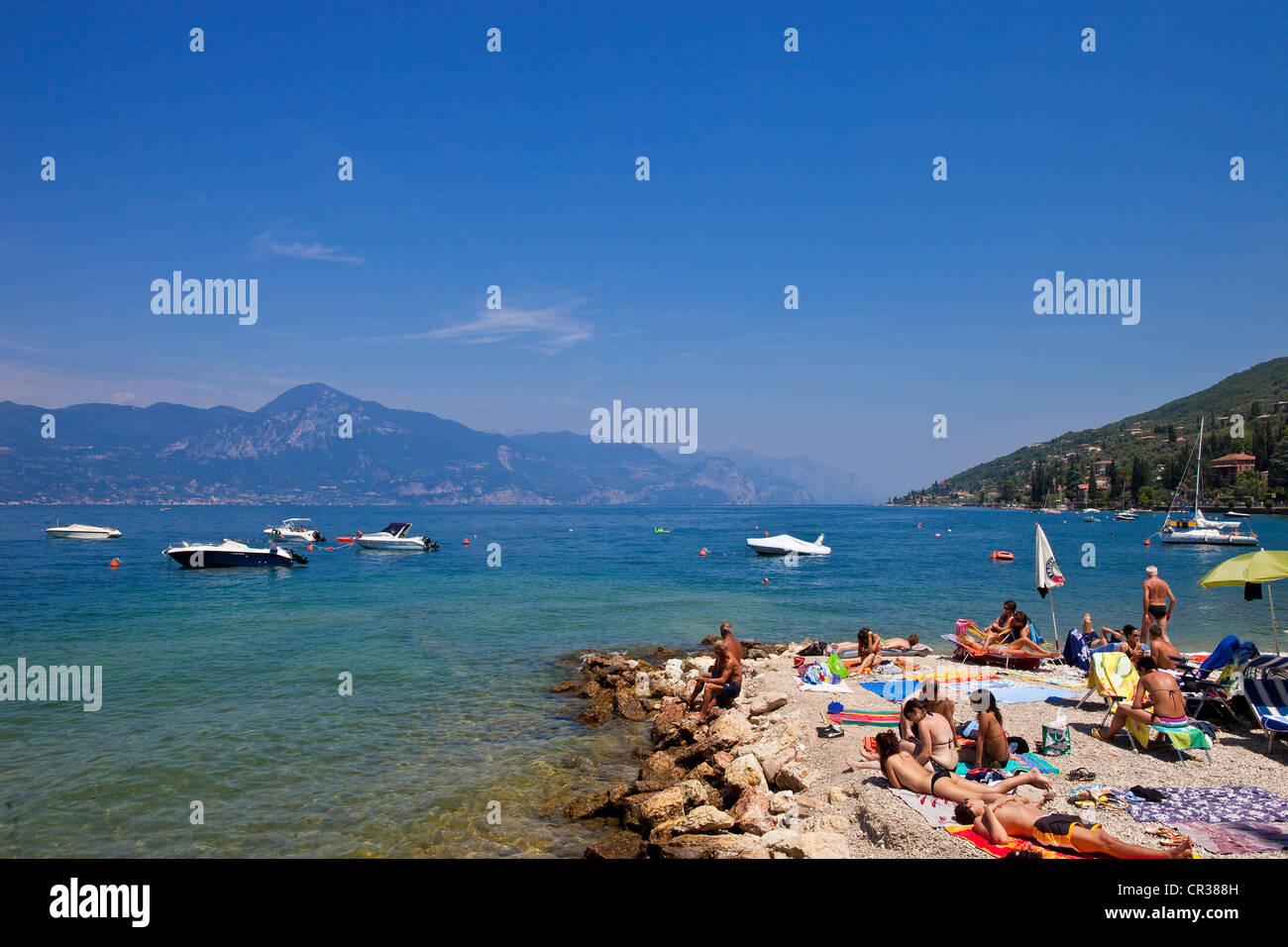 Italie, Vénétie, le lac de Garde, Bardolino, plage Banque D'Images