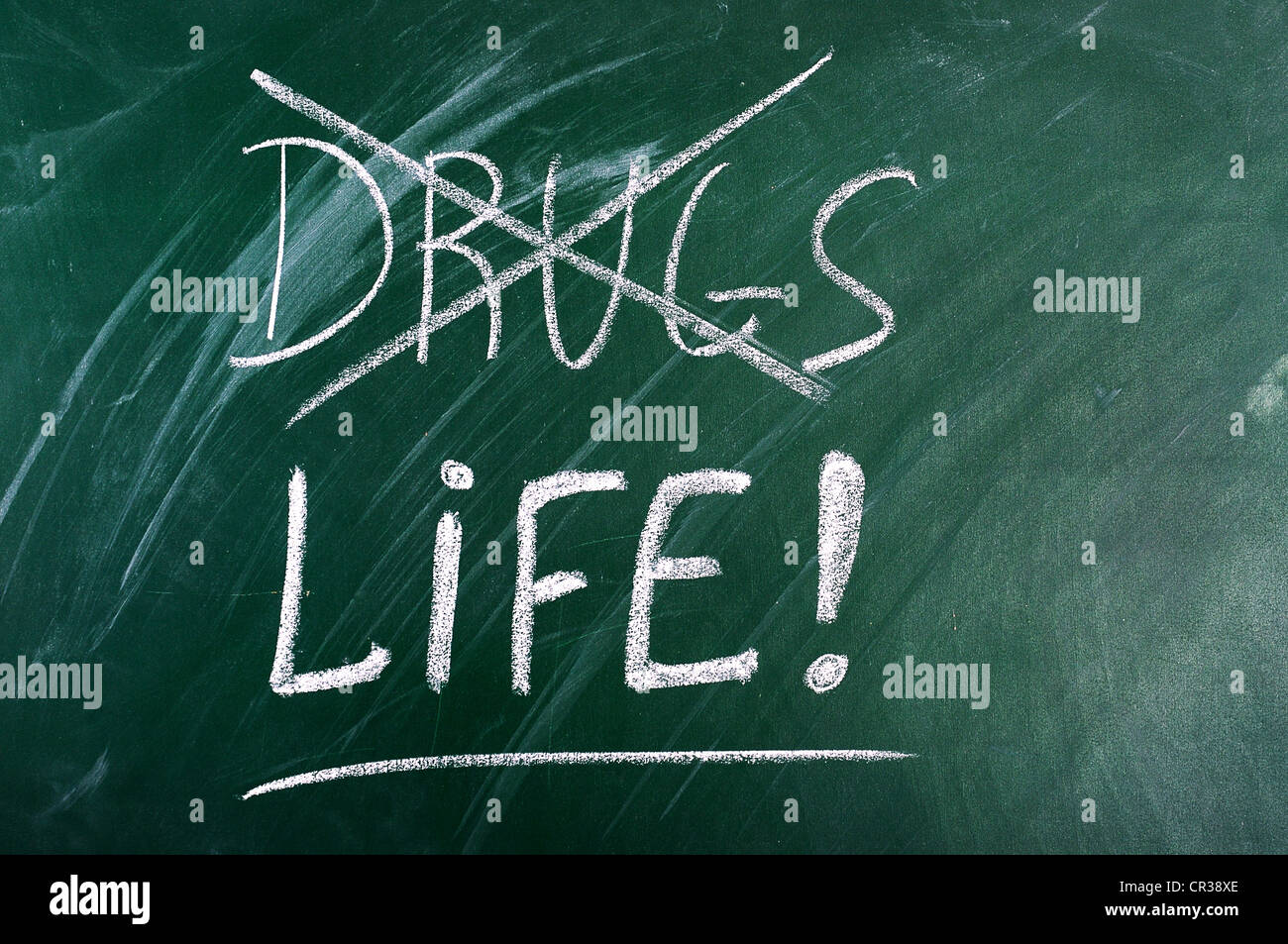 Dire non à la drogue,choix vie- message sur green chalkboard Banque D'Images