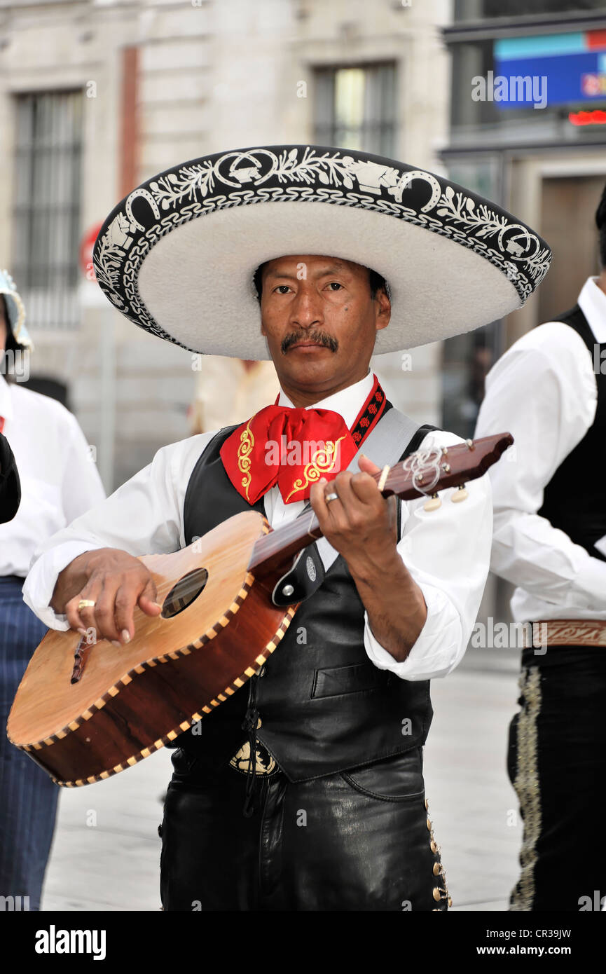 Musicien mexicain, la Puerta del Sol, Madrid, Espagne, Europe Banque D'Images