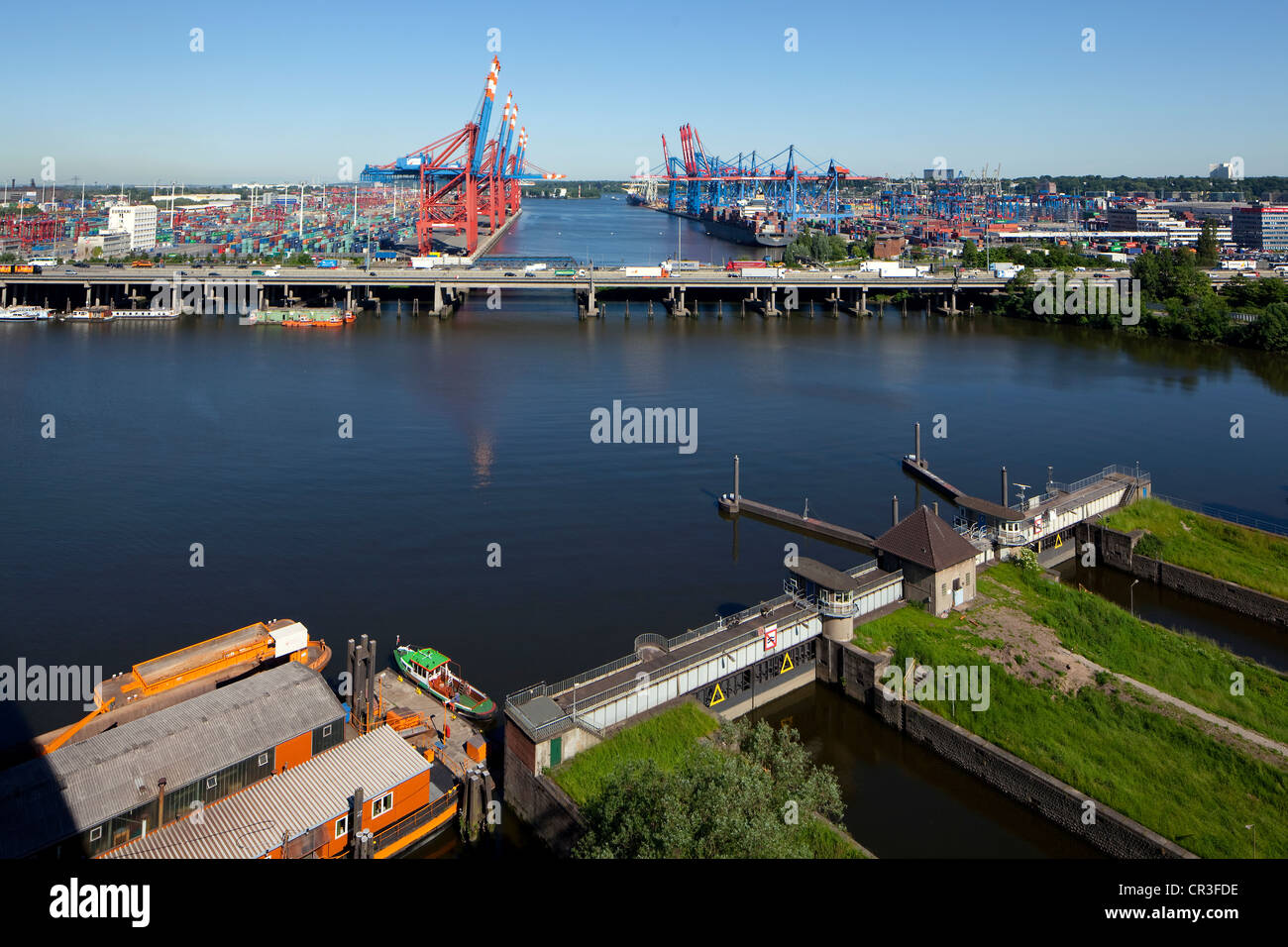 Walterhofer avec port de Rugenberger, Burchardkai, Hambourg, Allemagne, Europe Banque D'Images