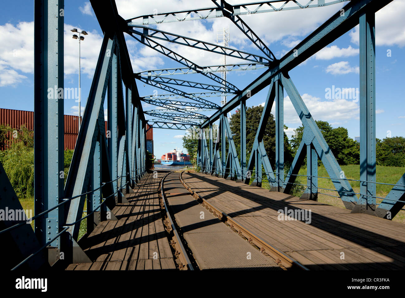 Travehafenbruecke Bridge, Hambourg, Allemagne, Europe Banque D'Images