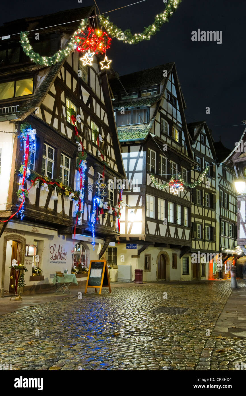 Nuit d'hiver de Noël à Strasbourg, Alsace, France, Europe Banque D'Images