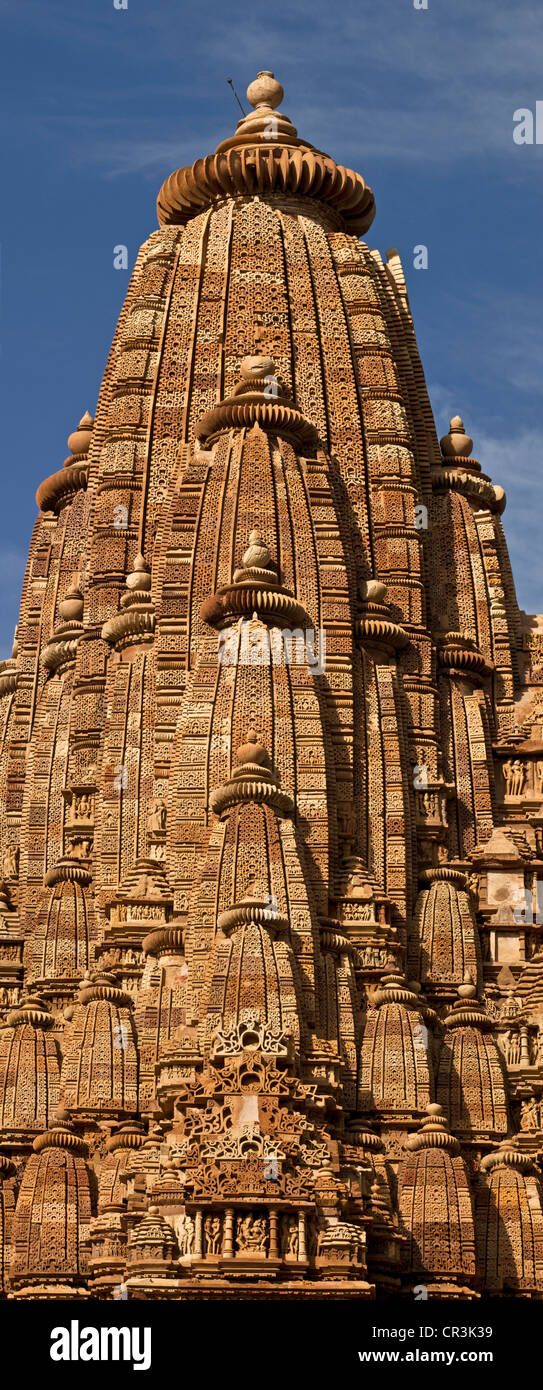 L'Inde, l'État de Madhya Pradesh, Khajuraho, site du patrimoine mondial de l'UNESCO, Kandariya Mahadev Temple construit entre 1025 et 1050 Banque D'Images