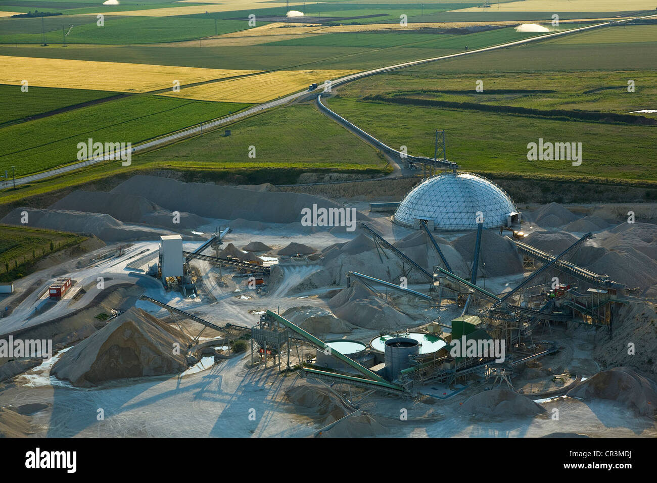 En France, en Eure et Loir, Prasville stone pit, Societe des materiaux de Beauce, Beauce exploitation pour produire des granulats calcaires Banque D'Images