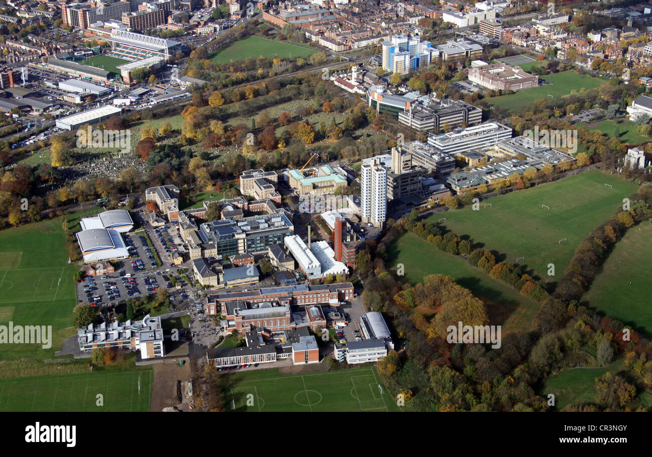 Vue aérienne de l'Université de Leicester, Royaume-Uni Banque D'Images