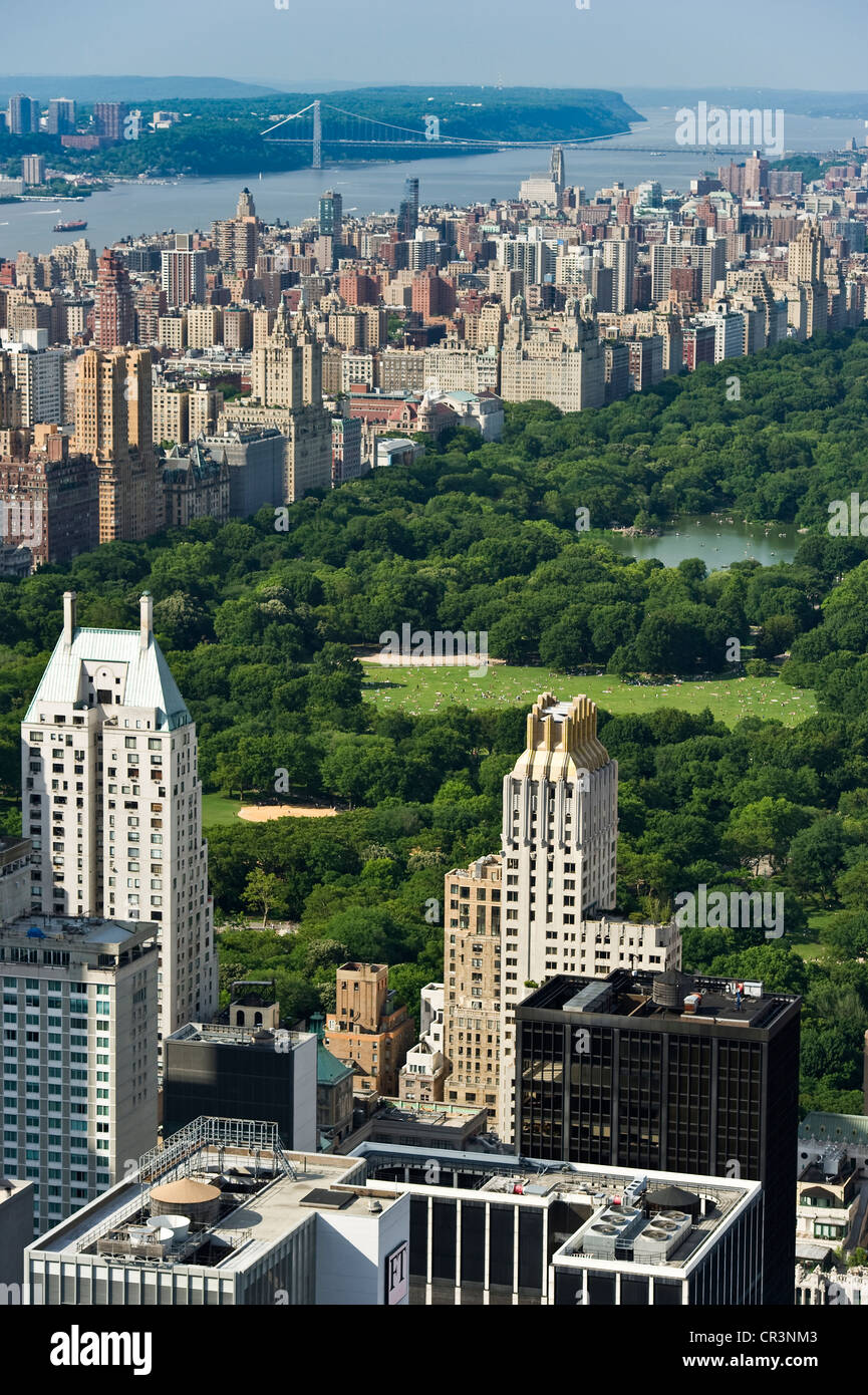 Central Park, vue depuis le Rockefeller Center, Manhattan, New York, USA Banque D'Images